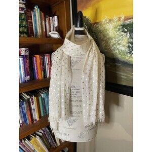 Polka Dot Feminine Scarf Metallic Silver Head Wrap Hair Covering Tichel